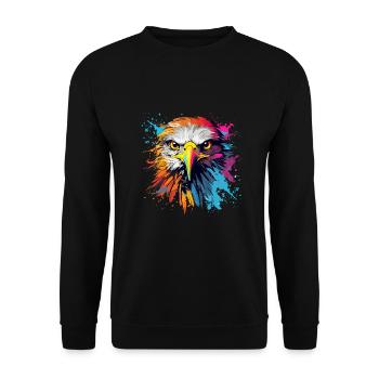 Adler Raubvogel Vogel Pop-Art Stil - Unisex Pullover - Schwarz - Vorne - Alina (178cm) & Michal (187cm)