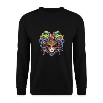 Fasching Karneval Venezianische Maske - Unisex Pullover - Schwarz - Vorne - Alina (178cm) & Michal (187cm)