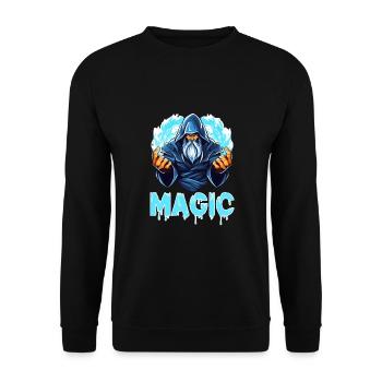 Fantasy Zauberer Magie Mystischer Zauberer - Unisex Pullover - Schwarz - Vorne - Alina (178cm) & Michal (187cm)