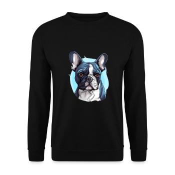 Französische Bulldogge Hund Mops - Unisex Pullover - Schwarz - Vorne - Alina (178cm) & Michal (187cm)