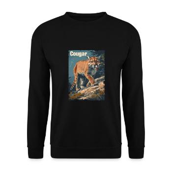 Vintage Wild Berglöwe - Unisex Pullover - Schwarz - Vorne - Alina (178cm) & Michal (187cm)