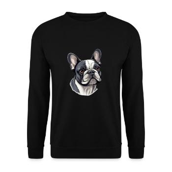 Französische Bulldogge Hund Mops - Unisex Pullover - Schwarz - Vorne - Alina (178cm) & Michal (187cm)
