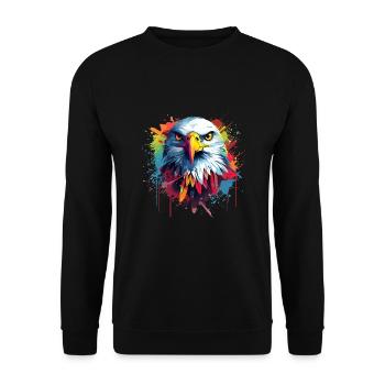 Adler Raubvogel Vogel Pop-Art Stil - Unisex Pullover - Schwarz - Vorne - Alina (178cm) & Michal (187cm)