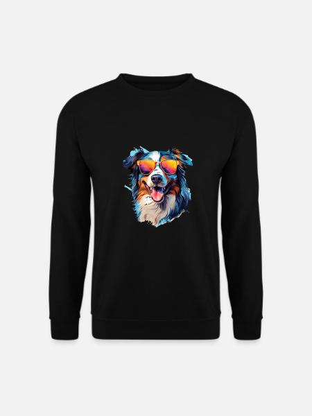 Austrailianischer Schäferhund mit Sonnenbrille - Unisex Pullover - Schwarz