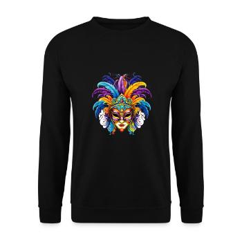 Fasching Karneval Venezianische Maske - Unisex Pullover - Schwarz - Vorne - Alina (178cm) & Michal (187cm)