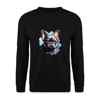 Französische Bulldogge Hund Mops - Unisex Pullover - Schwarz - Vorne - Alina (178cm) & Michal (187cm)