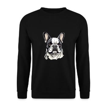 Französische Bulldogge Hund Mops - Unisex Pullover - Schwarz - Vorne - Alina (178cm) & Michal (187cm)