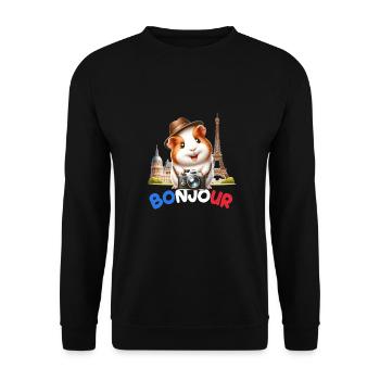 Niedlicher Meerschweinchen-Fotograf Paris - Unisex Pullover - Schwarz - Vorne - Alina (178cm) & Michal (187cm)