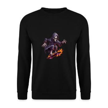 Skate Skater für einen Skater Skateboarder - Unisex Pullover - Schwarz - Vorne - Alina (178cm) & Michal (187cm)