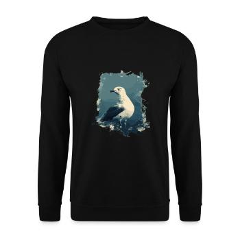 Vintage Seemöwe Nautischer Vogel - Unisex Pullover - Schwarz - Vorne - Alina (178cm) & Michal (187cm)