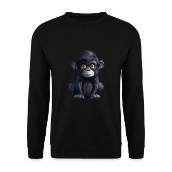 Niedlicher Affe für Kinder für Kinder - Unisex Pullover - Schwarz - Vorne - Alina (178cm) & Michal (187cm)