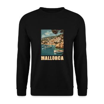 Vintage Mallorca Reise Spanien Insel - Unisex Pullover - Schwarz - Vorne - Alina (178cm) & Michal (187cm)