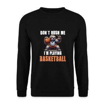 Faultier Basketball Ich hetze nicht ich spiele - Unisex Pullover - Schwarz - Vorne - Alina (178cm) & Michal (187cm)