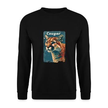 Vintage Wild Berglöwe - Unisex Pullover - Schwarz - Vorne - Alina (178cm) & Michal (187cm)
