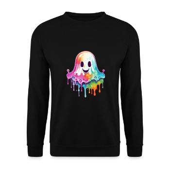 Niedlicher Geist Splash Art Street Style - Unisex Pullover - Schwarz - Vorne - Alina (178cm) & Michal (187cm)