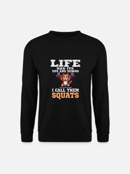 Lustige Katze Squat Gym Workout Fitness für - Unisex Pullover - Schwarz