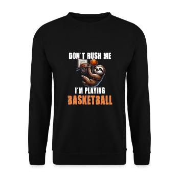 Faultier Basketball Ich hetze nicht ich spiele - Unisex Pullover - Schwarz - Vorne - Alina (178cm) & Michal (187cm)