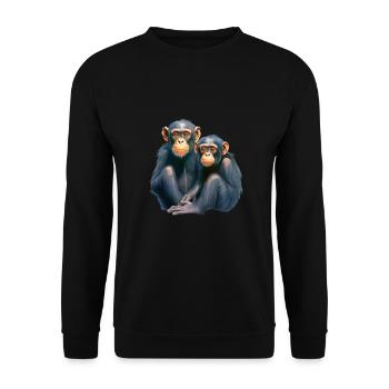 Niedlicher Affe für Kinder für Kinder - Unisex Pullover - Schwarz - Vorne - Alina (178cm) & Michal (187cm)