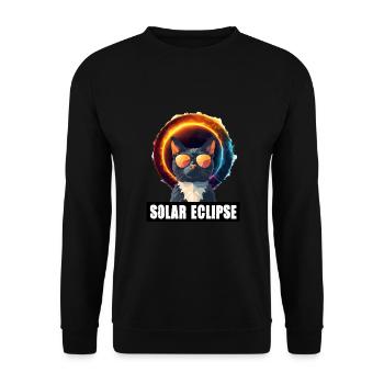 Sonnenfinsternis Katze - Unisex Pullover - Schwarz - Vorne - Alina (178cm) & Michal (187cm)