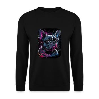 Französische Bulldogge Hund Mops - Unisex Pullover - Schwarz - Vorne - Alina (178cm) & Michal (187cm)