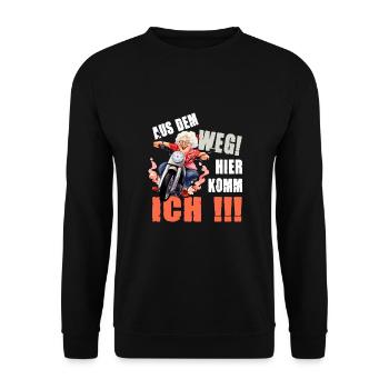 Aus dem Weg Hier Komm Ich Oma - Unisex Pullover - Schwarz - Vorne - Alina (178cm) & Michal (187cm)