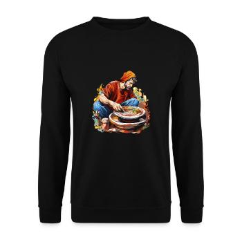 Künstlerische Keramikherstellung Töpfer - Unisex Pullover - Schwarz - Vorne - Alina (178cm) & Michal (187cm)