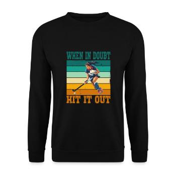 Frauen Feldhockey When In Doubt Hit It Out - Unisex Pullover - Schwarz - Vorne - Alina (178cm) & Michal (187cm)