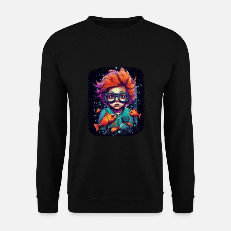 Astronaut Kunst Raumfahrt Fisch für - Unisex Pullover - Schwarz