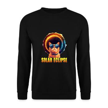 Sonnenfinsternis Katze - Unisex Pullover - Schwarz - Vorne - Alina (178cm) & Michal (187cm)