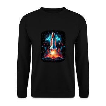 Raumschiff-Start Raketenschiff - Unisex Pullover - Schwarz - Vorne - Alina (178cm) & Michal (187cm)