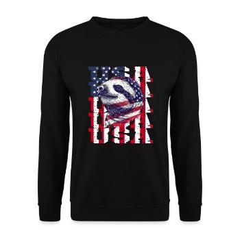 Patriotisches Faultier Amerikanische Flagge Tier - Unisex Pullover - Schwarz - Vorne - Alina (178cm) & Michal (187cm)