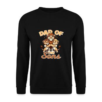 Dad of Two Sons Löwe Familie für einen Vater, - Unisex Pullover - Schwarz - Vorne - Alina (178cm) & Michal (187cm)