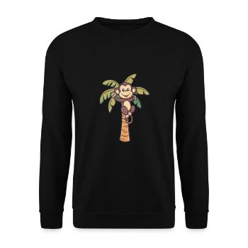 Niedlicher Affe Cartoon Tropischer Dschungel Tier - Unisex Pullover - Schwarz - Vorne - Alina (178cm) & Michal (187cm)