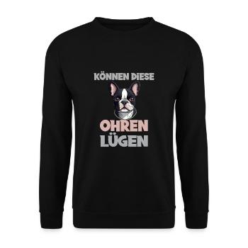 Können Diese Ohren Lügen? - Unisex Pullover - Schwarz - Vorne - Alina (178cm) & Michal (187cm)