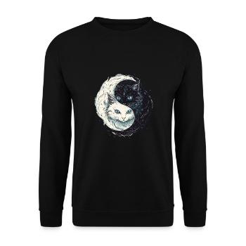Yin Yang Katzen Katzenkunst für einen - Unisex Pullover - Schwarz - Vorne - Alina (178cm) & Michal (187cm)