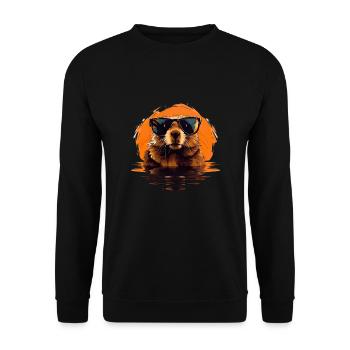 Biber für einen Biberliebhaber Naturschützer - Unisex Pullover - Schwarz - Vorne - Alina (178cm) & Michal (187cm)
