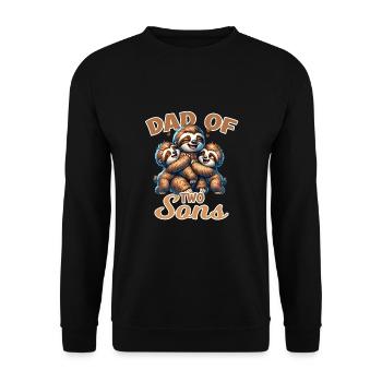 Dad of Two Sons Faultier Familie - Unisex Pullover - Schwarz - Vorne - Alina (178cm) & Michal (187cm)