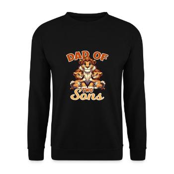 Dad of Two Sons Löwe Familie für einen Vater, - Unisex Pullover - Schwarz - Vorne - Alina (178cm) & Michal (187cm)