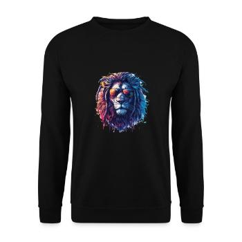 Löwe mit Brille Hipster Löwe - Unisex Pullover - Schwarz - Vorne - Alina (178cm) & Michal (187cm)