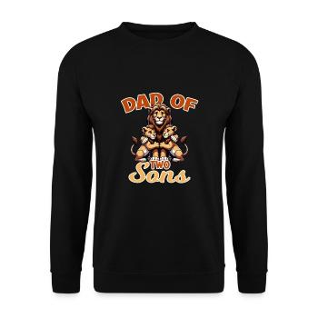 Dad of Two Sons Löwe Familie für einen Vater, - Unisex Pullover - Schwarz - Vorne - Alina (178cm) & Michal (187cm)