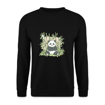 Niedlicher Panda Bambus Wald Tier Tierwelt - Unisex Pullover - Schwarz - Vorne - Alina (178cm) & Michal (187cm)