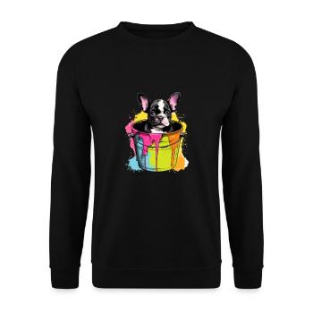 Französische Bulldogge Niedlicher Hund Farbeimer - Unisex Pullover - Schwarz - Vorne - Alina (178cm) & Michal (187cm)