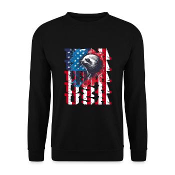 Patriotisches Faultier Amerikanische Flagge Tier - Unisex Pullover - Schwarz - Vorne - Alina (178cm) & Michal (187cm)