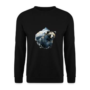 Wald Bär Natur Wildlife Kunst Berg Tier - Unisex Pullover - Schwarz - Vorne - Alina (178cm) & Michal (187cm)