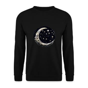 Himmlischer Mond Raum Sternenhimmel Nacht Himmel - Unisex Pullover - Schwarz - Vorne - Alina (178cm) & Michal (187cm)