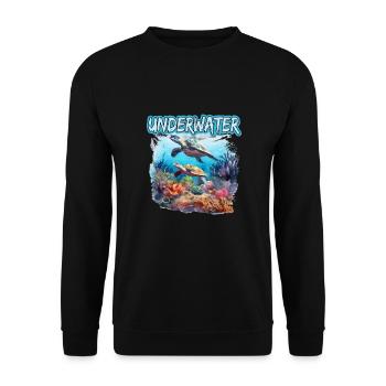 Taucher und Unterwasserfan für einen Fuchs Fan - Unisex Pullover - Schwarz - Vorne - Alina (178cm) & Michal (187cm)