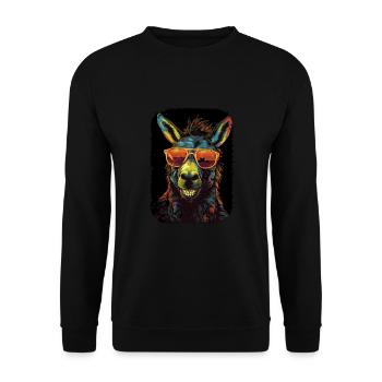 Esel Art Funky Animal Summer Style Sonnenbrille - Unisex Pullover - Schwarz - Vorne - Alina (178cm) & Michal (187cm)