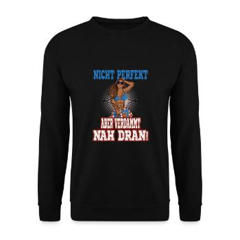 Sommerstil Nicht Perfekt Aber Verdammt Nah Dran - Unisex Pullover - Schwarz - Vorne - Alina (178cm) & Michal (187cm)