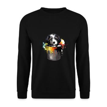 Niedlicher Hund Farbeimer für einen Hundebesitzer - Unisex Pullover - Schwarz - Vorne - Alina (178cm) & Michal (187cm)