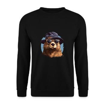 Biber für einen Biberliebhaber Naturschützer - Unisex Pullover - Schwarz - Vorne - Alina (178cm) & Michal (187cm)